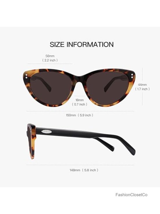 Vintage Cat-Eye Acetate Sunglasses with Metal Rivets UV Protection